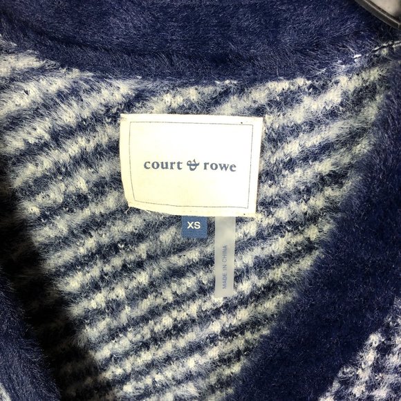 COURT & ROWE Women's Navy Houndstooth Eyelash Knit Cardigan Sweater Size XS - Picture 8 of 10